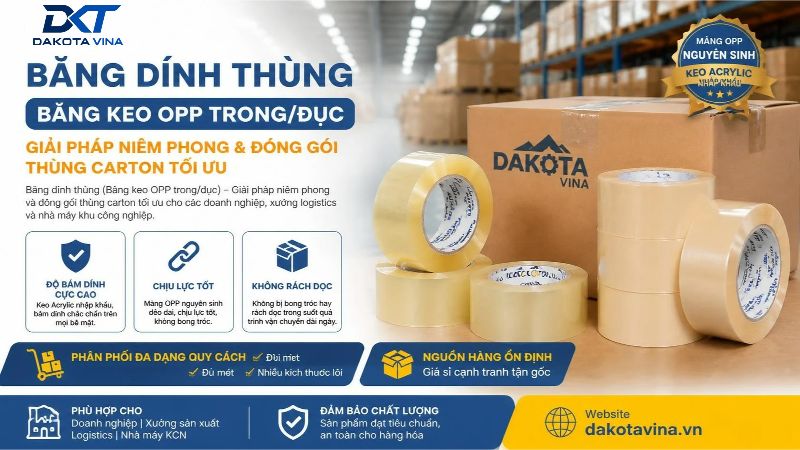 Băng dính thùng băng keo OPP đóng gói Dakotavina