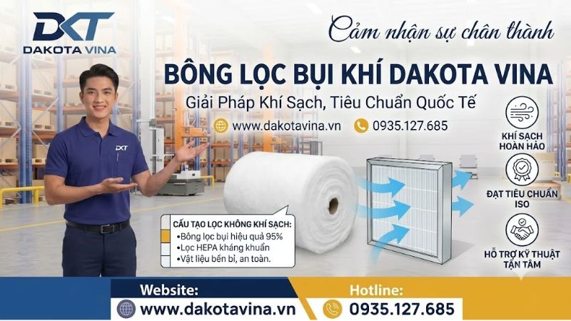 Bông lọc bụi khí công nghiệp DAKOTA VINA giúp lọc sạch hệ thống thông gió và nâng tầm không gian 5S nhà máy.