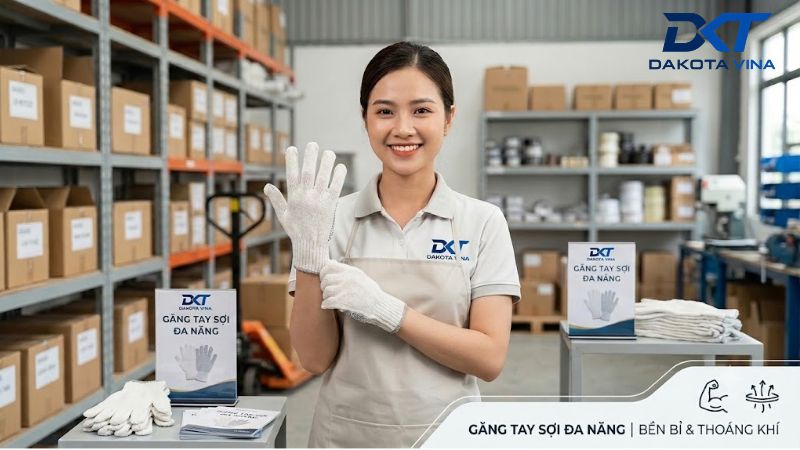 Găng Tay Sợi Công Nghiệp Dakota Vina - Bền Bỉ, Co Giãn 4 Chiều