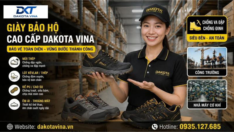 Giày bảo hộ lao động mũi thép chống va đập, chống đinh, thiết kế thể thao siêu bền dùng cho công trường và nhà máy cơ khí