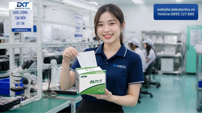 Hộp giấy lau phòng sạch Kimwipes S-200 mini thương hiệu Crecia (Nhật Bản) màu xanh lá và trắng. Sản phẩm gồm 200 tờ/hộp, kích thước 120x215mm, chuyên dùng lau thấu kính quang học, thiết bị y tế và linh kiện điện tử không để lại xơ bụi.