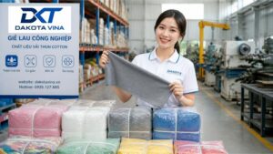 Một kiện giẻ lau công nghiệp lớn gồm nhiều miếng vải thun cotton đa màu sắc (xanh, đỏ, xám, trắng) được đóng gói chặt chẽ. Các miếng vải được cắt gọt vừa vặn cỡ bàn tay, bề mặt chất liệu thun mềm mại, chuyên dùng để lau chùi dầu mỡ và vệ sinh máy móc