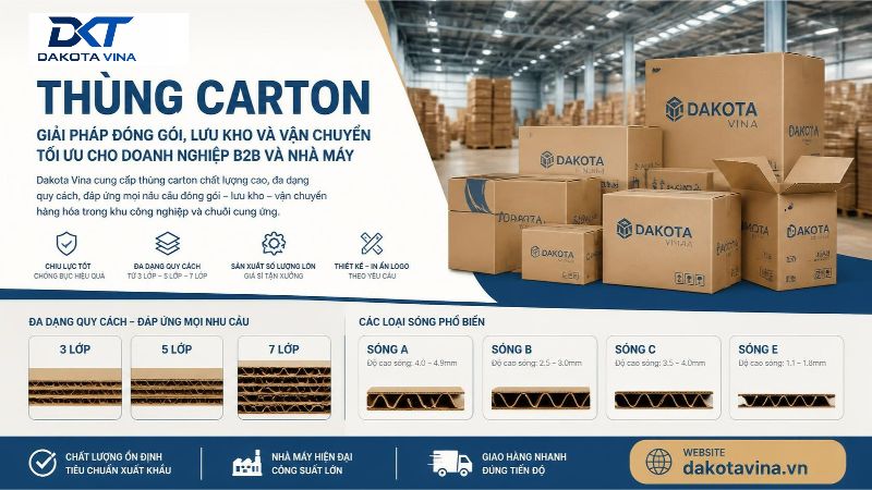 Thùng carton đóng gói hàng hóa công nghiệp Dakotavina