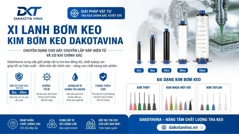 Xi lanh bơm keo và kim bơm keo công nghiệp Dakotavina